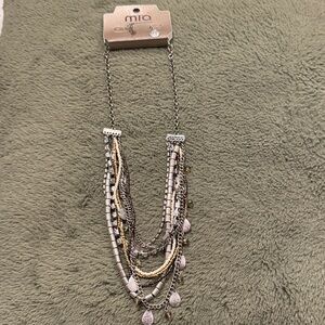 MIA Elegant Silver and Gold Layered Necklace